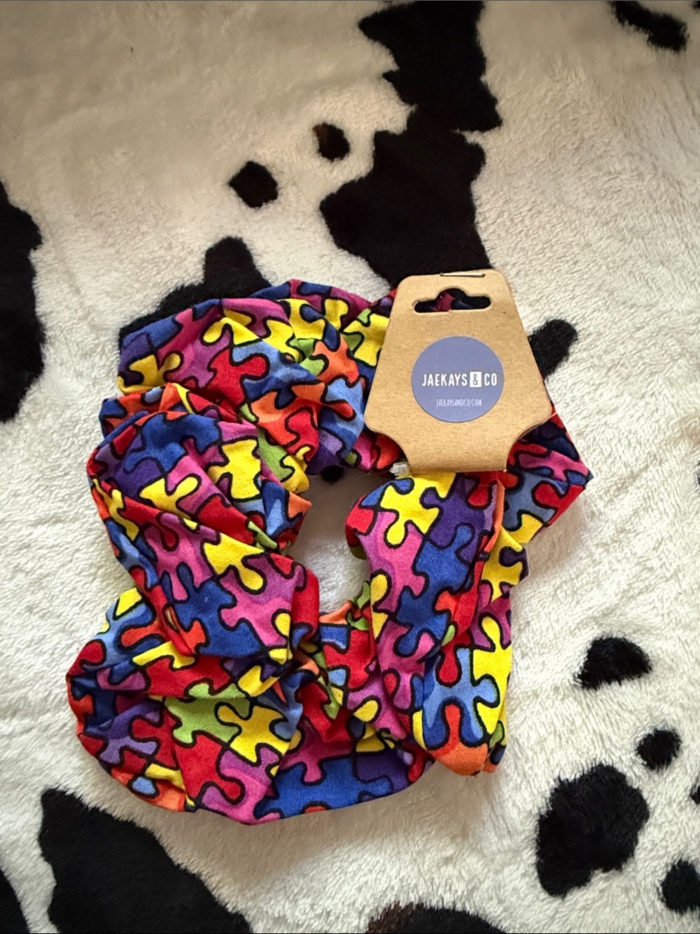 Jaekays & Co Colorful Puzzle-Print Scrunchie